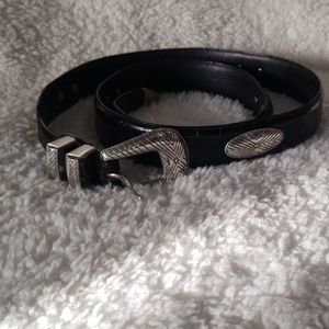 Fossil Blacksilver Western Concho Leather Belt